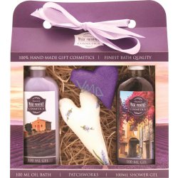 Bohemia Gifts & Cosmetics Herbs Lavender La Provence sprchový gel 100 ml + olejová lázeň 100 ml + patchwork 2 kusy dárková sada