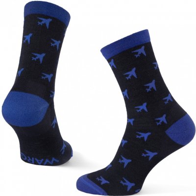Warg ponožky Happy Merino M Airplane černá/modrá