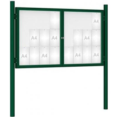 PROCITY Venkovní vitrína model 1000 dvoukřídlá, 24 x A4, zelená, včetně sloupků | Zboží Auto