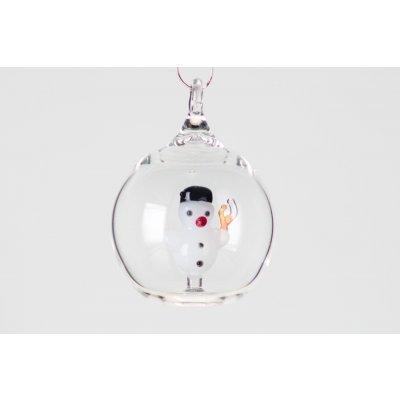 DT GLASS Vánoční ozdoba koule malá s figurkou 1 kus v bílé krabičce sněhulák – Zboží Mobilmania