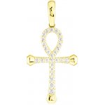Gemmax Jewelry Zlatý přívěsek nilský kříž Ankh se zirkony střední GUPYB 01068 – Zboží Mobilmania