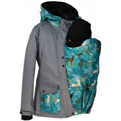 Shara softshellová bunda zimní vsadka se vzorem přední nošení šedá žíhaná-jeleni – Sleviste.cz