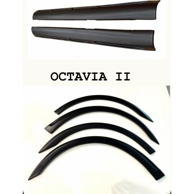 Škoda Octavia II 04-13 jemný desén Plastové lemy blatníku + prahy