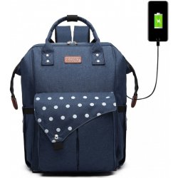 Kono batoh Polka s USB portem modrá s puntíky