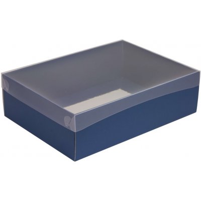 Dárková krabice s průhledným víkem 350x250x100/35 mm, modrá – Zboží Mobilmania