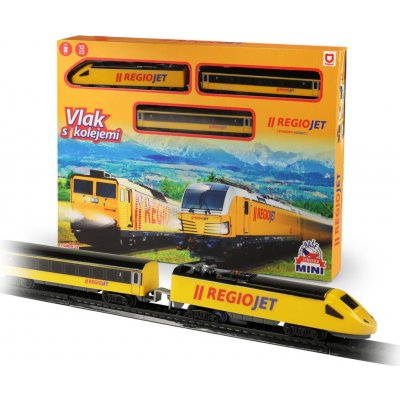 Vlak s kolejemi Mini RegioJet Naše železnice lokomotiva 2 vagony na baterie – Zboží Mobilmania