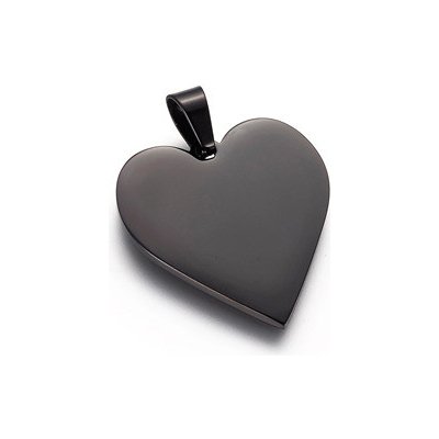 Šperky4U Černý ocelový přívěšek srdce DR1323 K – Zboží Mobilmania