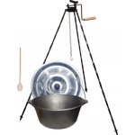 Kessel kotlík na guláš litina 16 l 10,5 kg speciální trojnožka s pojistný kladkou VAR 1,25 m na kotlík poklice nerez 41 cm INOX vařečka 50 cm dřevo – Hledejceny.cz