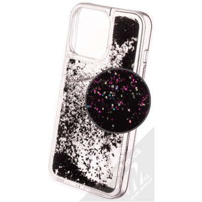 Pouzdro 1Mcz Liquid Hexagon Sparkle ochranné s přesýpacím efektem třpytek Apple iPhone 13 Pro černé – Zboží Mobilmania