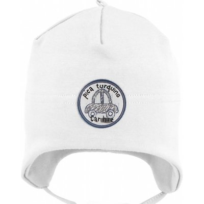 RDX Kojenecká zavazovací čepice s nášivkou Bílá – Zboží Dáma