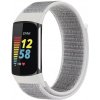 Řemínek k chytrému náramku Mobilly řemínek pro Fitbit Charge 5, velikost S, nylonový, bílo-šedý 723 DSC5-02-00F