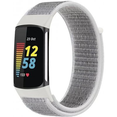 Mobilly řemínek pro Fitbit Charge 5, velikost S, nylonový, bílo-šedý 723 DSC5-02-00F – Zboží Mobilmania