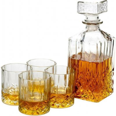 EXCELLENT Whiskey set karafa + sklenice sada 5 ks křišťálové sklo 900 ml – Zboží Dáma