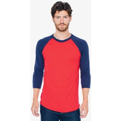 Baseball tričko s 3/4 rukávy American Apparel červená námořnická modrá