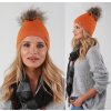 Čepice Fashionweek dámská zimní čepice s bambulí ZIZI39/P14 Oranžový
