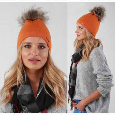 Fashionweek dámská zimní čepice s bambulí ZIZI39/P14 Oranžový