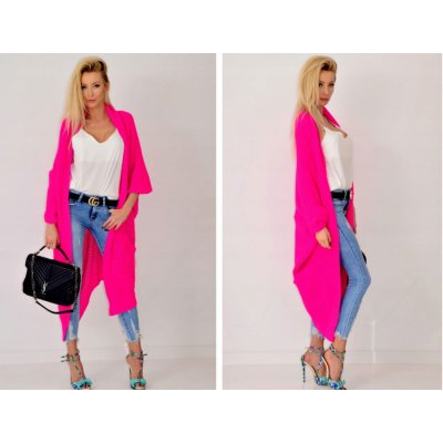 Fashionweek Luxusní pletené svetry MAXI JK28/KIKI Růžový neon – Zboží Mobilmania