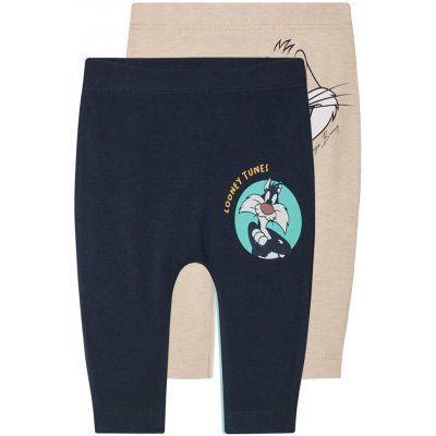 Dětské legíny s BIO bavlnou 2 kusy béžová navy modrá – Zboží Dáma