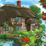 Pol-Mak Collection Ubrousek 33x33cm Chaloupka s rozkvetlou zahradou – Zboží Dáma