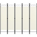 zahrada-XL 5dílný skládací paraván krémově bílý 200 x 180 cm – Zboží Dáma