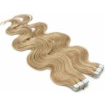 60cm Tape hair pu extension Tape in lidské vlasy remy vlnité přírodní světlejší blond – Hledejceny.cz
