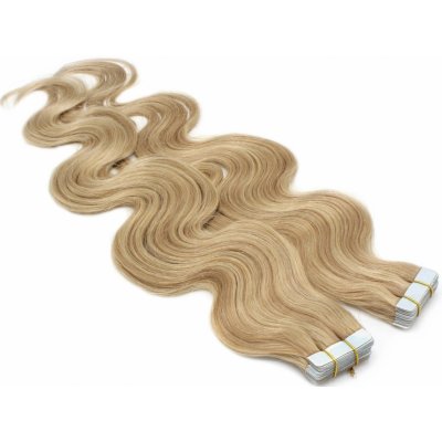 60cm Tape hair pu extension Tape in lidské vlasy remy vlnité přírodní světlejší blond – Hledejceny.cz