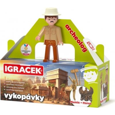 EFKO Igráček Archeolog figurka s egyptskými vykopávkami Mumie a sošky boha Hora – Zboží Dáma