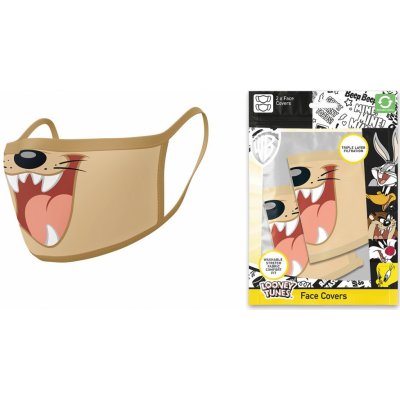 CurePink: ochranná rouška na ústa Looney Tunes: Tasmánský čert Taz hnědá – Zboží Mobilmania