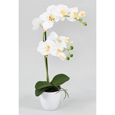 Luxusní umělá květina Orchidej bílá v květináči, 55cm – Hledejceny.cz