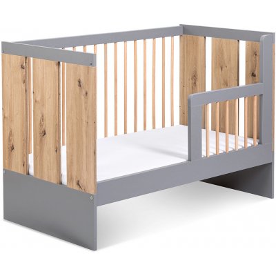 KLUPS postýlka PAULINE se zábranou grafit dub 120 x 60 – Zboží Mobilmania
