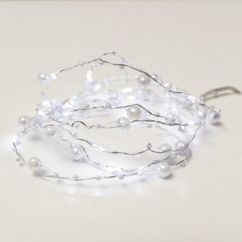 ACA Lighting perličky 20 LED dekorační řetěz studená bílá stříbrný měďený drát na baterie 2xAA IP20 2m+10cm 1.2W XSW20W2APEARL