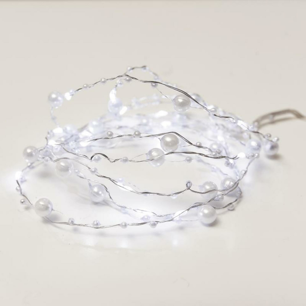 ACA Lighting perličky 20 LED dekorační řetěz studená bílá stříbrný měďený drát na baterie 2xAA IP20 2m+10cm 1.2W XSW20W2APEARL