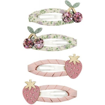 MIMI & LULA Sponky do vlasů Summer Fruit Clic Clacs – set 4 ks, růžová barva, kov, textil – Hledejceny.cz