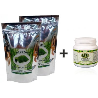 Bio-Detox Mladý ječmen 500 g 2x + Spirulina 300 g – Hledejceny.cz
