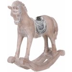 Kůň houpací dřevěný motiv stříbrné sedlo ALA1339 – Zboží Mobilmania