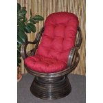 Ratanové houpací křeslo Swivel hnědé vínový polstr – Zboží Dáma