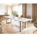 DELIFE Jídelní stůl Edge 300x100 cm keramika Laminam® Statuarettio bílá široká podnož nerezová ocel – Zboží Dáma