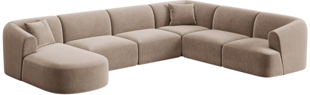 Cosmpolitan Design Béžová sametová rohová pohovka Campi 330 cm pravá