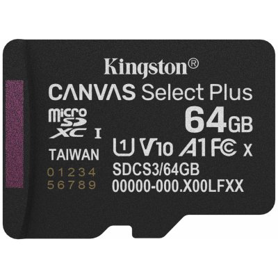 Kingston Canvas Select Plus Micro SDXC 64GB SDCS3/64GBSP – Zbozi.Blesk.cz