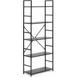 MODERNHOME CWJ6024144LG BLACK Dřevěná knihovna LOFT s 5 policemi – Zboží Mobilmania
