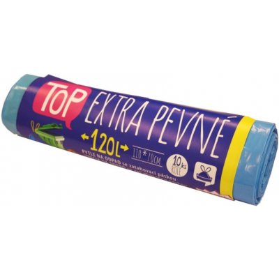 Vipor Pytle Top zatahovací LDPE extra pevné 35µm 120l 10 ks modré