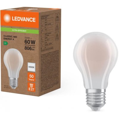 LEDVANCE LED CLASSIC A ENERGY EFFICIENCY A S 3.8W 840 Frosted E27 – Hledejceny.cz