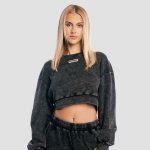 GymBeam dámská mikina Cropped Aura Washed Black – Zboží Dáma
