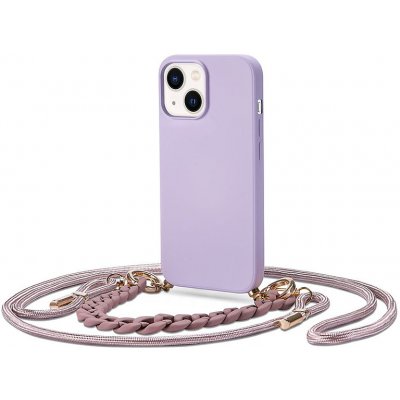 Pouzdro AppleMix TECH-PROTECT Apple iPhone 14 Plus - šňůrka + ozdoba - silikonové - fialové – Zbozi.Blesk.cz