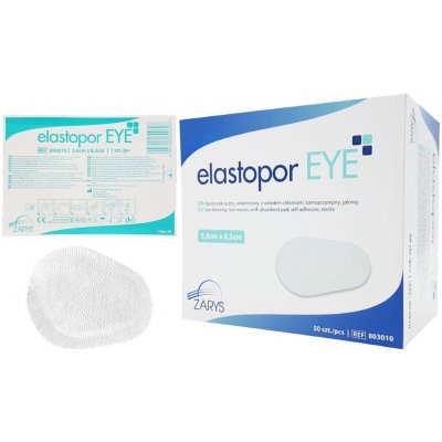 ZARYS lnternational Group elastopor EYE, netkané oční krytí s absorpční vložkou, bílá, sterilní, 50 ks Rozměry: 5,8 cm x 8,3 cm – Zboží Mobilmania