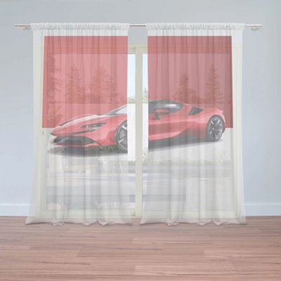 Sablio Záclony Ferrari na červenobílé: 2ks 150x250cm – Hledejceny.cz