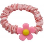 Saténová gumička s kytičkou Barva: tmavě růžová – Hledejceny.cz