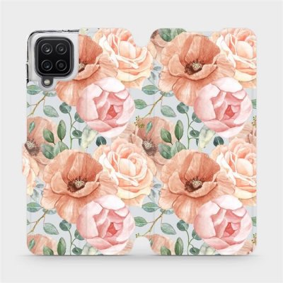 Pouzdro Mobiwear Flip Samsung Galaxy A12 - MP02S Pastelové květy
