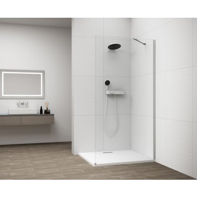 Polysan, ESCA CHROME jednodílná sprchová zástěna pro instalaci ke zdi, čiré sklo, 1400 mm, ES1014-01 – Hledejceny.cz