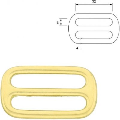 Posunovač na popruh 32 x 6 mm zlatý Počet: 10 ks – Zboží Mobilmania